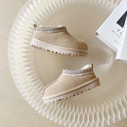 Kids Winter Slippers - Luxury Fur Lined Non-Slip Indoor Boots for Boys & Girls