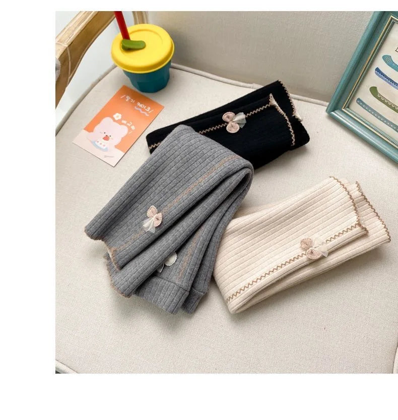 Girls with fleece leggings small children fall and winter thickened one body fleece outside wearing pants baby warm pantyhose