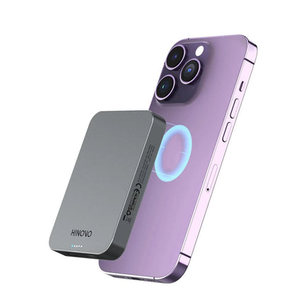 HINOVO Tragbares Ladegerät 5000mAh Magnetische Powerbank für iPhone 16 15 14 13 12 Akkupack 0,35" PD 20W 15W Kabelloses Laden