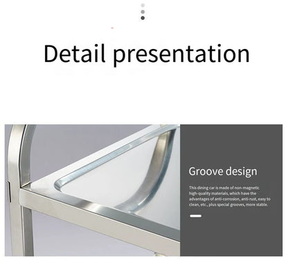 Stainless Steel Cart with Thickened Three Layers- Kitchen Utility Cart for Serving  Collecting Dishes Multi-functional Trolley