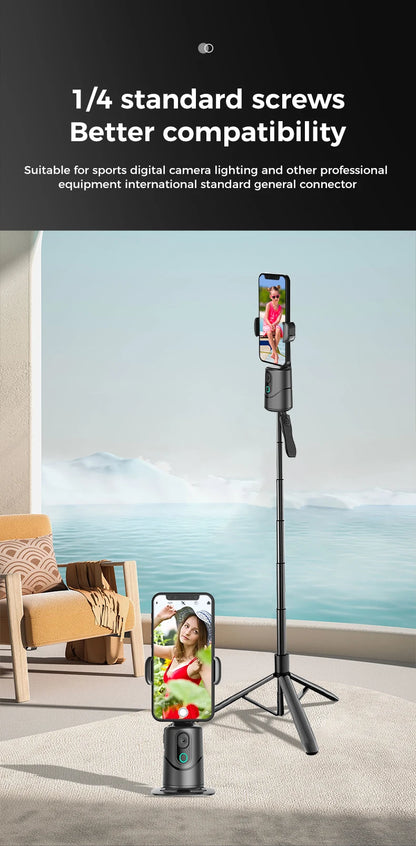 Automatic facial tracking phone holder with remote control and gesture control, 360 ° rotating phone camera holder