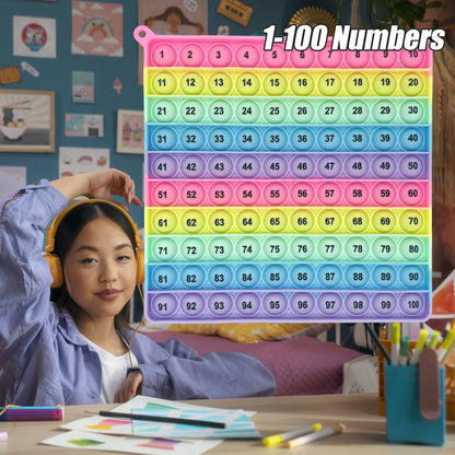 Interactive Math Learning Toy ，Silicone Number Counting Board 1-100, Sensory Fidget Game for Kids，Educational Classroom