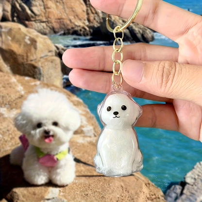 Transparent Dog Hair Storage Container Adorable Pet Keepsake Capsule Pendant With Key Ring for Pet Lovers DIY Memorial Keychain
