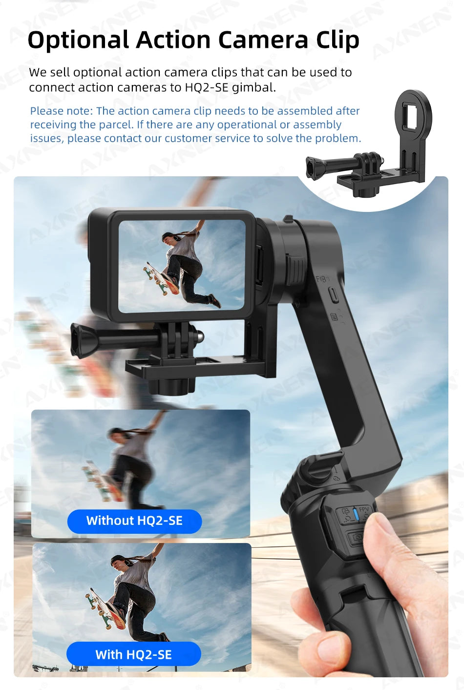 AXNEN HQ2-SE Smartphone Gimbal Stabilizer Handheld Mobile Shooting Stabilizer for Gopro Action Cameras Android iPhone Video Vlog