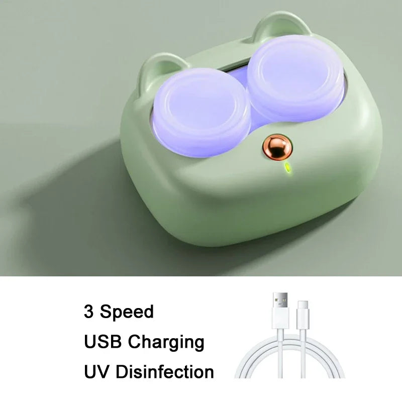 USB Ultrasonic Contact Lens Cleaner Machine,  with Removable Box, Portable Rechargeable & Battery Dual mode optional