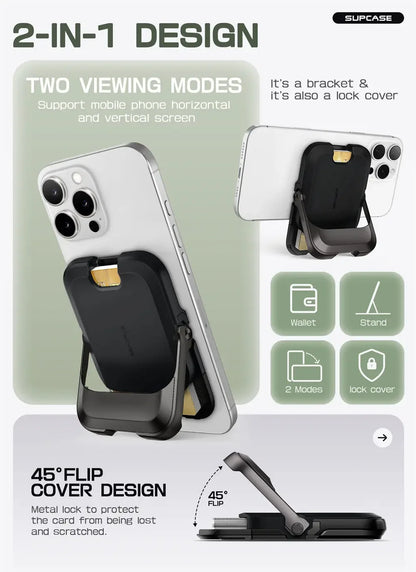 SUPCASE Magnetic Wallet Phone Stand Card Holder for iPhone 16/15/14/13 Series Strong Magnetic Lock Wallet with Stand