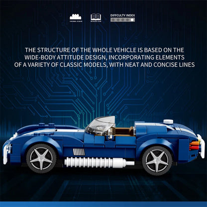 312PCS Blue Sport Car Building Block Set Creative City Vehicle Diy Car Model Bricks Desktop Display Toys For Kids Holiday Gifts