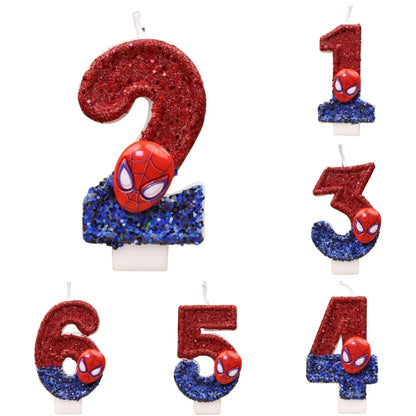 Superhero SpiderMan Fun Figure Candle Cute Cartoon Pattern 0-9 Party Birthday Candle Cake Decoration Children Party Gift