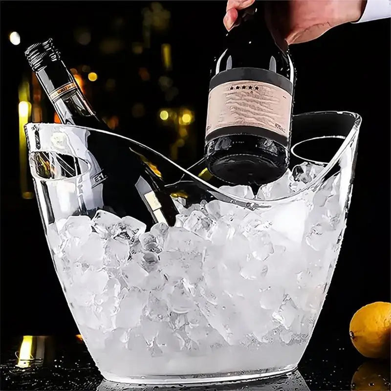 Clear Ice Bucket with 2 Scoops - Large Beverage Tub for Wine Champagne Bar Parties Family Reunion