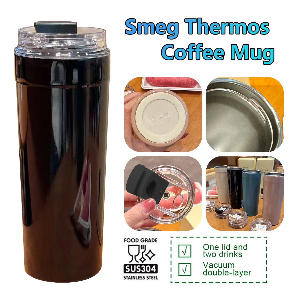 900ML Stainless Steel Vacuum Coffee Cup Heart Logo Portable Leak Proof Travel Mug Insulated Beverage Tumbler