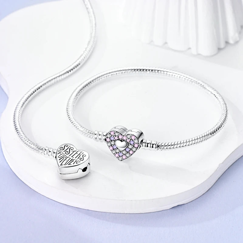 925 Sterling Silver Charm Bracelet - Leaf, Clover, Butterfly & Heart Design | 17-20cm Adjustable