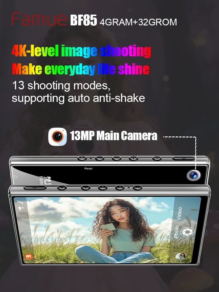 Famue MP3 Player Android 13 with Bluetooth and WiFi，MP3 MP4 Player with Spotify，Audible，Pandora，Standalone / Networked Version