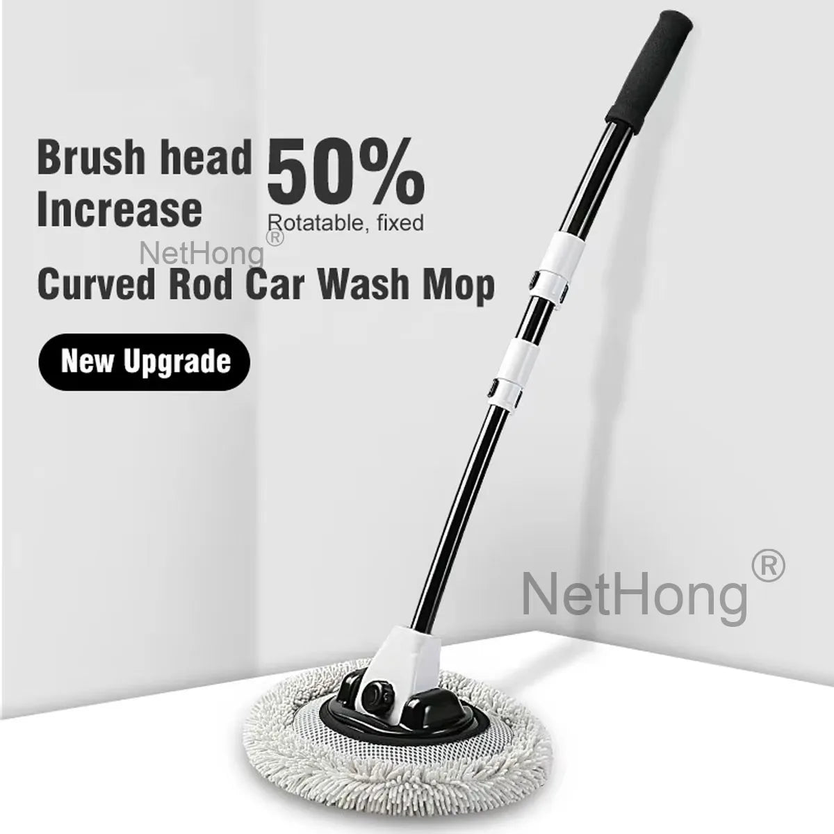 Adjustable Telescopic Car Wash Brush Kit Mop Long Handle Cleaning Tool 15°bend`