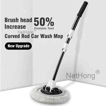 Adjustable Telescopic Car Wash Brush Kit Mop Long Handle Cleaning Tool 15°bend`