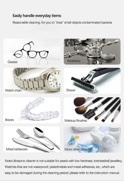 EraClean Ultrasonic Cleaner Pro Rechargeable Cleaning Machine 45000Hz High Frequency Vibration Cleaner Jewelry Glasses Watch