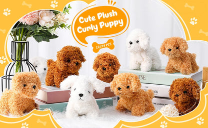 12-24PCS Teddy Dog Plush Toys Stuffed Puppy Dogs Soft Poodle Doll Animal Pet Toy for Adopt a Puppy Party Favors Birthday Gfits