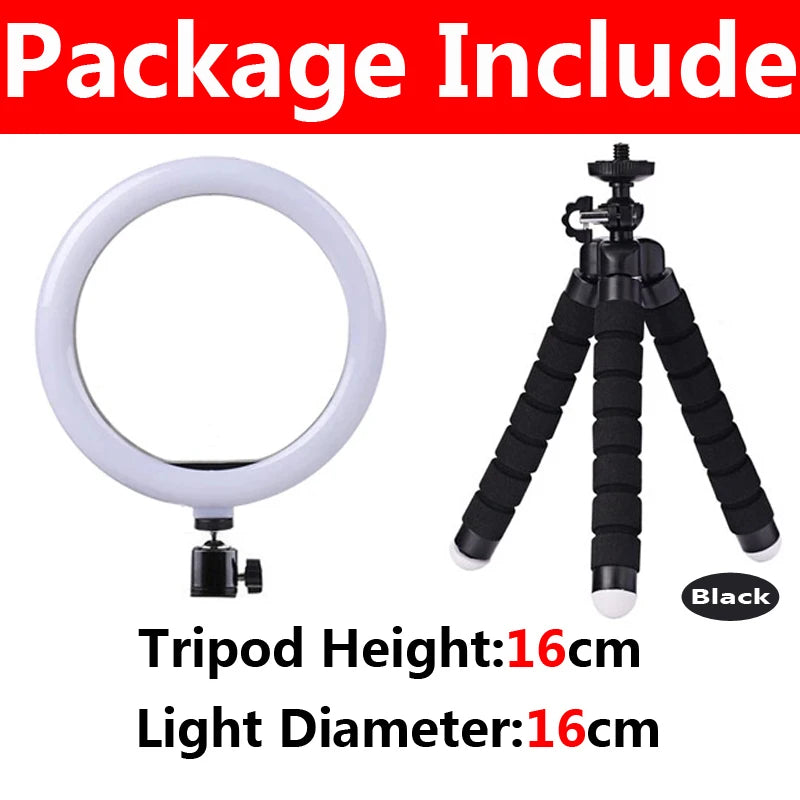 12 inch LED Ring light Photography Lighting Phone Ringlight With Tripod Stand USB Round Fill Lamp for Youtube TikTok Video Live