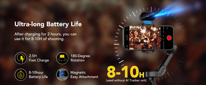 AOCHUAN Smart X2 Ai Handheld Gimbal Stabilizer Built in Extension Rod Equipped with LED display Smartphone Gimbal Stabilizer