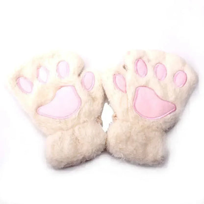 Kids Cat Paw Gloves - Kawaii Half-Finger Mittens for Children