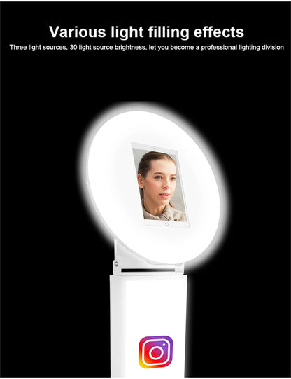 iPad Photo Booth Selfie-Maschine Shell Verstellbarer Ständer Photobooth mit LED-Ringlicht Individuelles LOGO für Hochzeitspartys und Events