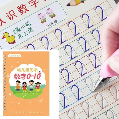 Reusable 3d Copybook Books Learn Chinese Pinyin Number0-10 Addition And Subtraction For Kids Children Drawing Coloring Gifts
