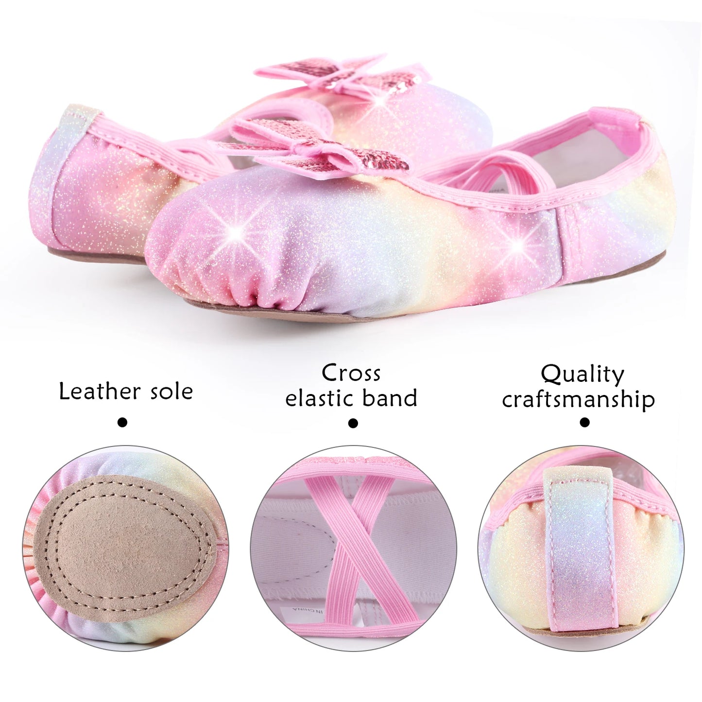 Ballet Shoes Split-Sole Glitter Flats Dance Shoes for Girls Toddler/Kid