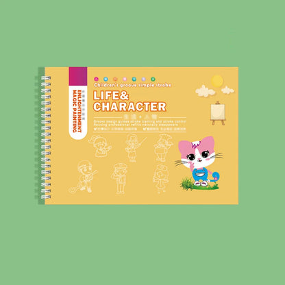 Reusable groove drawing book, develop drawing skills, practice writing, groove drawing book, control pen training calligraphy