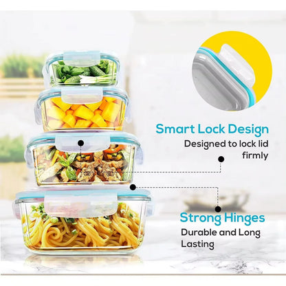 Premium Glass Lunch Box - Airtight Food Storage Containers with Leak-Proof Lids, Microwave & Dishwasher Safe Meal Prep Bento Boxes