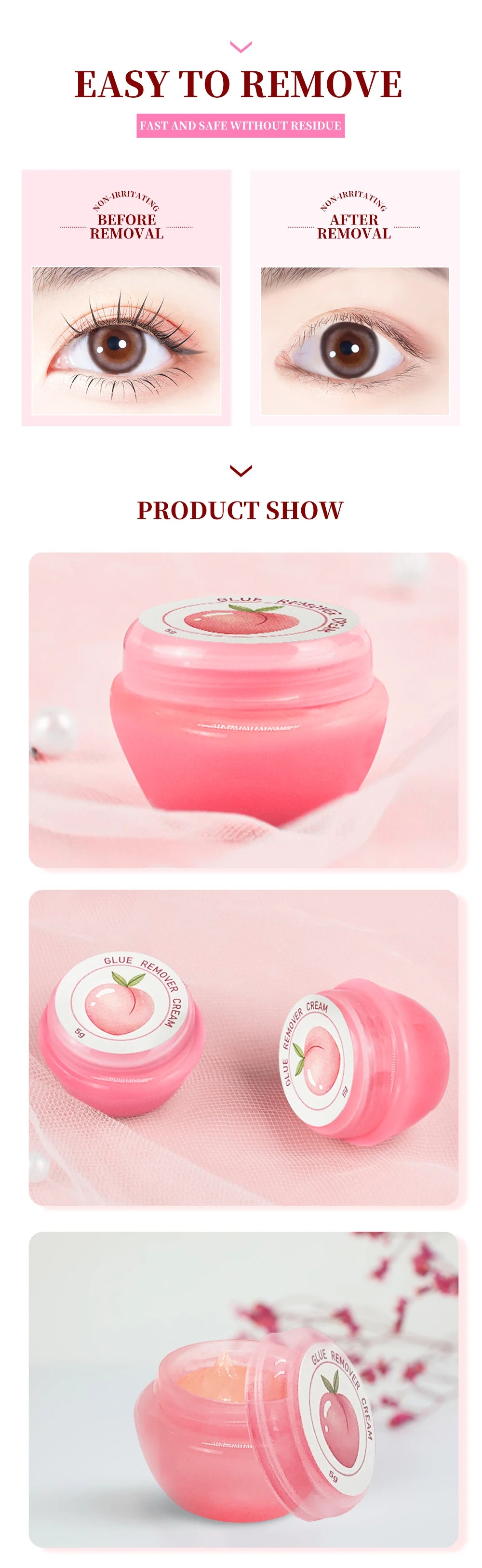 GTGDHNY Eyelash Glue Remover Quick Unloading Adhesive Professional Cream Remover for Eyeslashes De Pestaña Makeup Tools