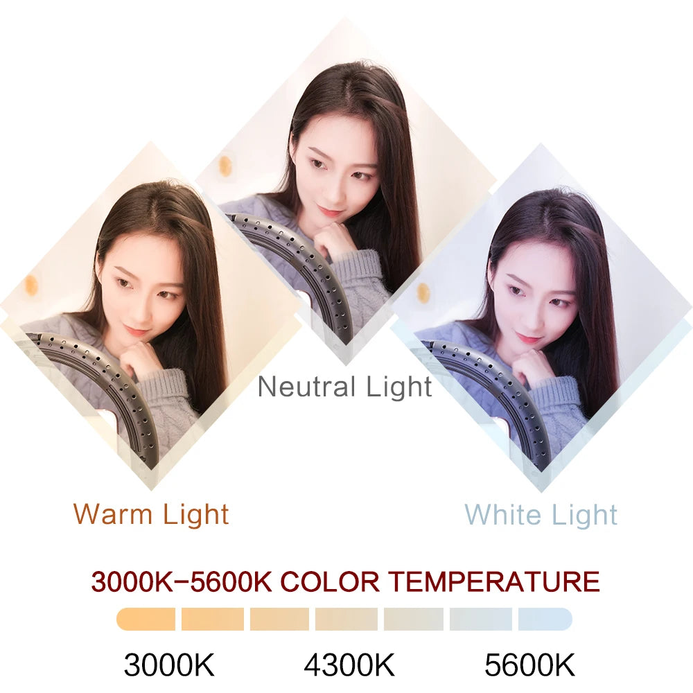 26cm 10 inch Led Ring Selfie Light Dimmable Photography Lighting Kit Usb Charge Lamp With Tripod For Live Video 120 Lamp Beads