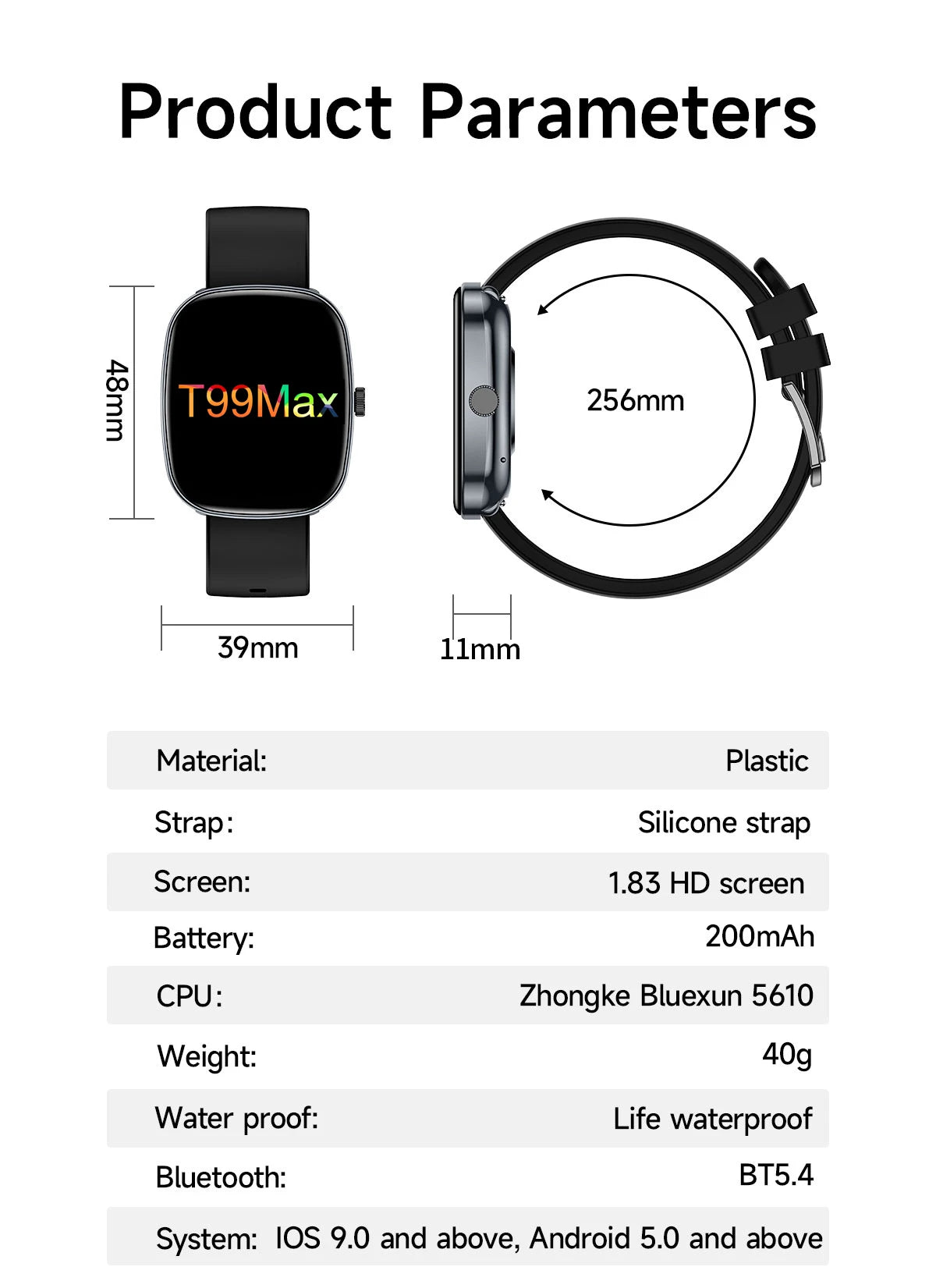 New Smart Watch Android IOS Phone 1.44 Inch Color Screen Bluetooth Call Blood Oxygen/Pressure Monitoring Smart Watch Women Men
