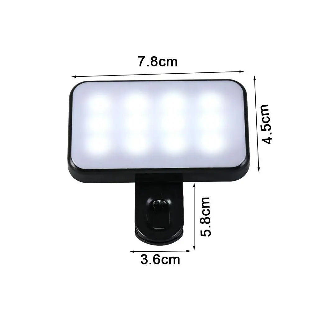Pocket Selfie Light Mini LED Selfie Fill Light 3 Mode Adjustable Brightness Rechargeable Clip For iPhone Laptop Live Video Light