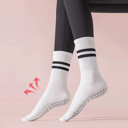 3 Pairs Long Yoga Socks with Grip for Women Anti Skid Gripper Socks No Slip Socks for Pilates, Barre, Dance,Yoga