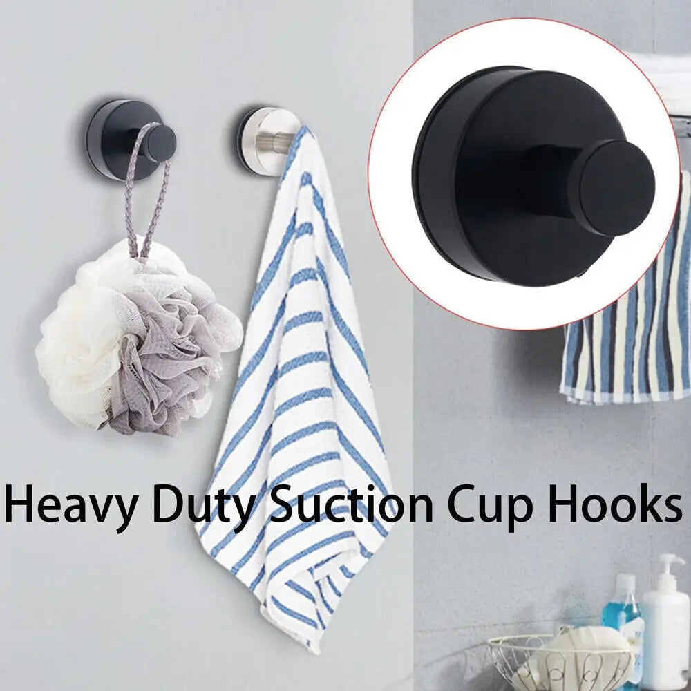 2/4x Stainless Steel Suction Cup Hook Waterproof Wall Mount Hooks Punch-free Reusable Kitchen Bathroom Wall Hanger Towel Clothes