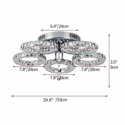 Modern K9 Crystal Led Rings Ceiling Lamp Chandelier Pendant Light Dimmable Luminaire Bedroom Living Dining Room Decor Fixture