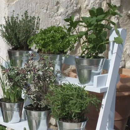 Three Tiered Flower Display Stand Decorative Shelving for Garden Moving Florist Bouquet Shelf Painted Garden Plant Theatre