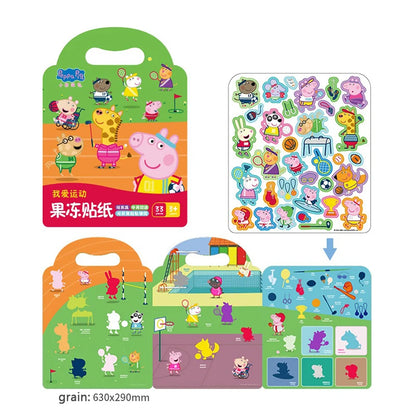 Peppa Pig Jelly Sticker Book Children's Cartoon Sticker Sticker 3-6 Year Old Girl Sticker Quiet Book Educational Toys