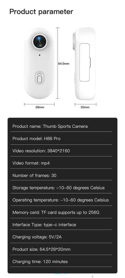 4K Motorcycle Mini Recorder Finger WIFI Action Camera Lightweight POV Motorcycle Road Sport Cam Bicycle Vlog Pet Body Camera