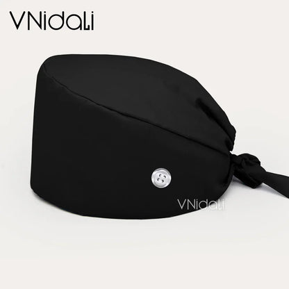 Solid color scrub cap with button pet grooming working Caps  surgical cap Lab work hat  womens Scrub hats nurse accessories