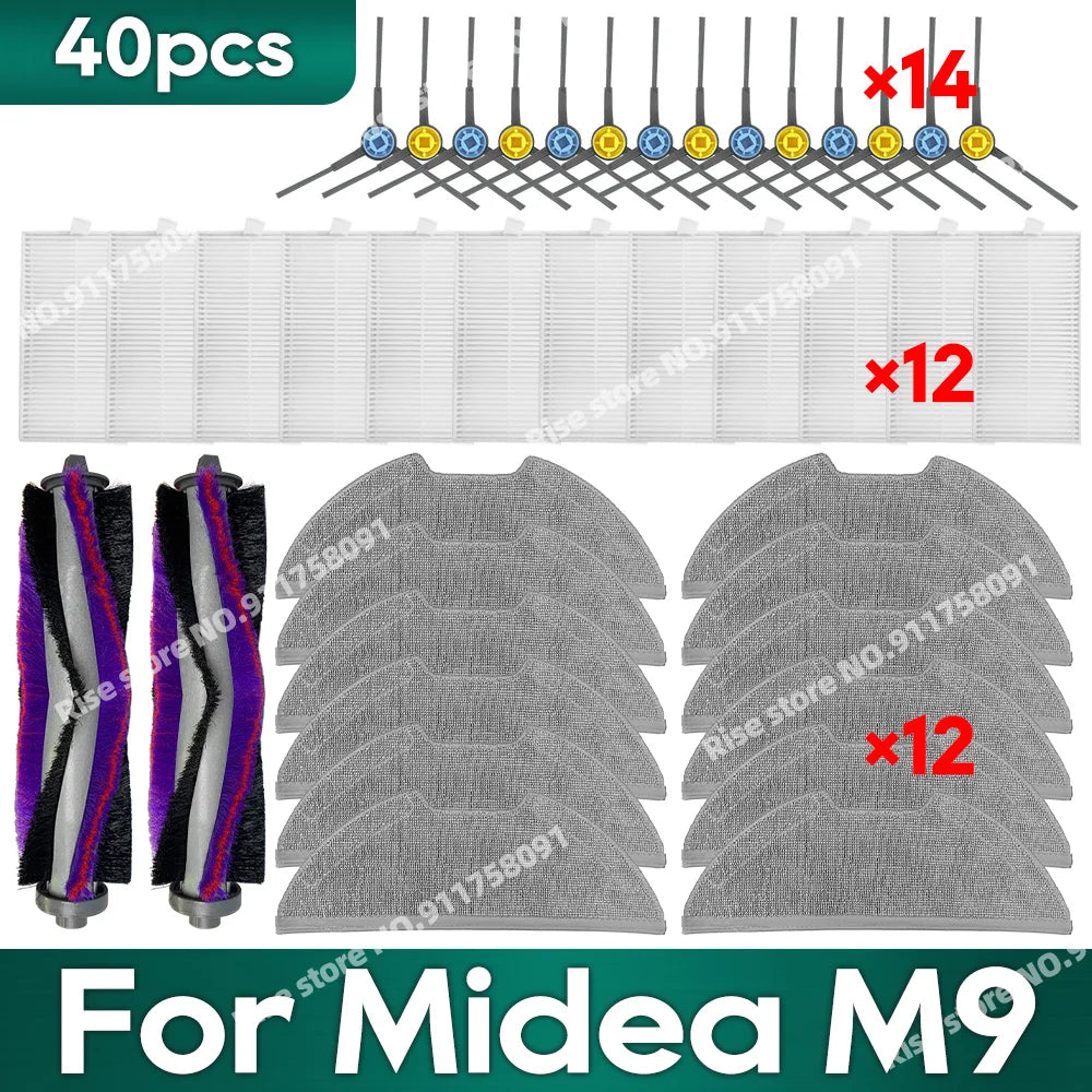Compatible for Midea M9, EUREKA E10s, Obode A8 Vacuum Cleaner Accessories Main Side Brush Hepa Filter Mop Rag Replacement Parts