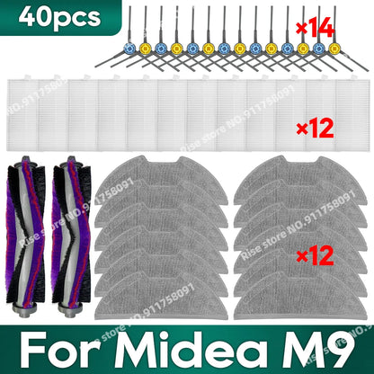 Compatible for Midea M9, EUREKA E10s, Obode A8 Vacuum Cleaner Accessories Main Side Brush Hepa Filter Mop Rag Replacement Parts