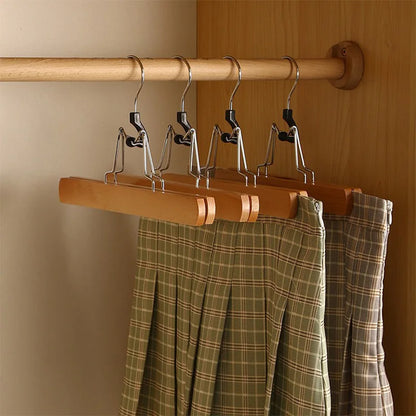 5/10PCS Pants Hanger,Wooden Skirts Clothes Hangers with 360° Swivel Hook for Closet Organizer,Non-slip Sturdy Jeans Trouser Rack