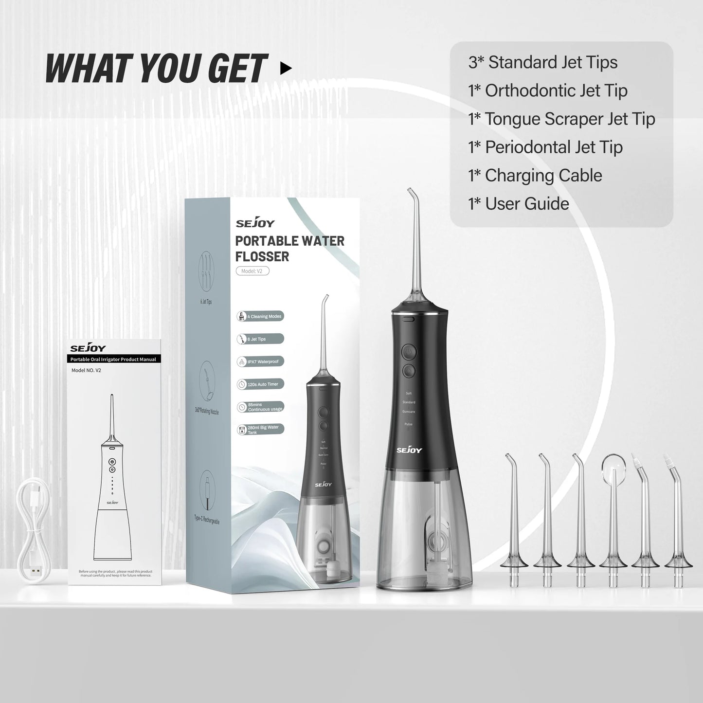 Oral Irrigator Portable Dental Water Flosser Thread Teeth Pick Mouth Washing Machine Rechargeable IPX7 Waterproof Teeth Cleaner