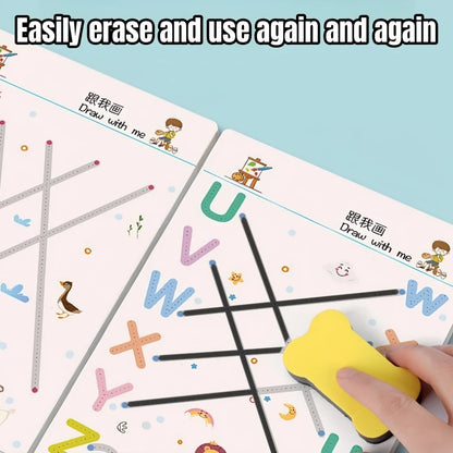 Children Magical Tracing Workbook Montessori Learning Educational Writing Toys Reusable Pen Control Training Copybook for Kids