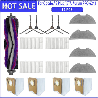 Main Side Brush HEPA Filter Mops Colth Dust Bag For Obode A8 Plus / ETA Aurum PRO 6241 Robotic Vacuum Cleaner Accessories