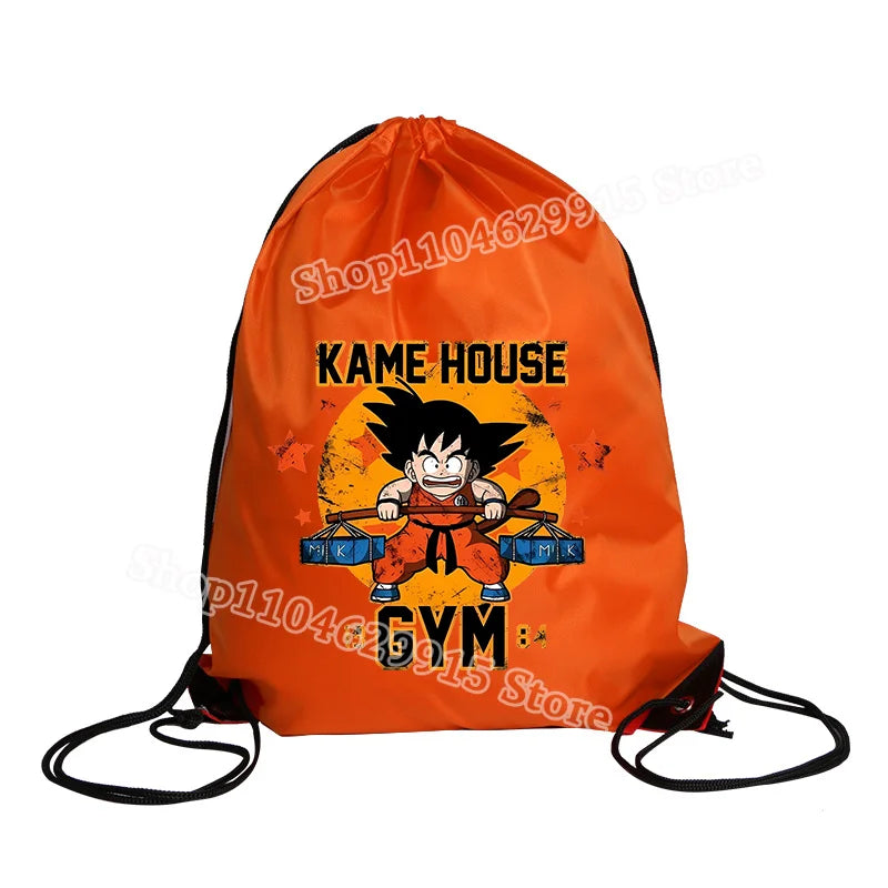 Dragon Ball Drawstring Bag Boys Goku Anime Figure String Pocket Swimming Pool Clothes Shoes Storage Waterproof Backpack Gifts