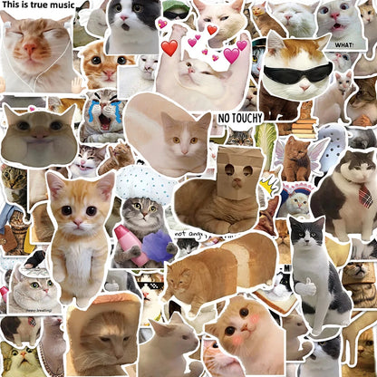 10/50/100/200pcs Cute Animal Cat Stickers Kawaii Girls Kids Funny Kitten MEME Graffiti Decal Toy Waterproof DIY Phone Case Bike