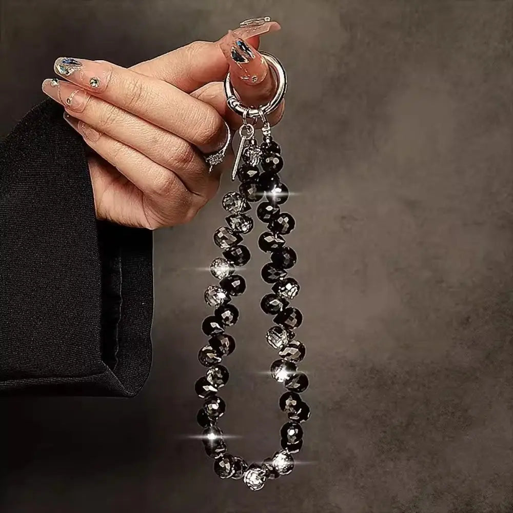 Colorful Mobile Phone Lanyard Chain Stylish Glitter Crystal Bead Pendant Keychain Jewelry Bag Accessories Sparkle Key Chains