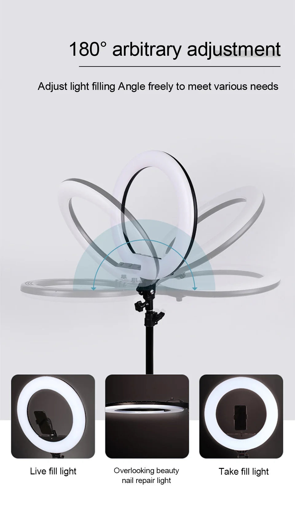 26cm Photo Ringlight Led Selfie Ring Light Phone Remote Control Lamp Photography Lighting With Tripod Stand Holder Youtube Video