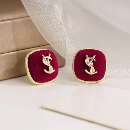 925Silver Needle Redflannelette Earrings Autumn/Winter New High-End Feel Earring Fashionable Light Luxury Ear Decoration Wholesa